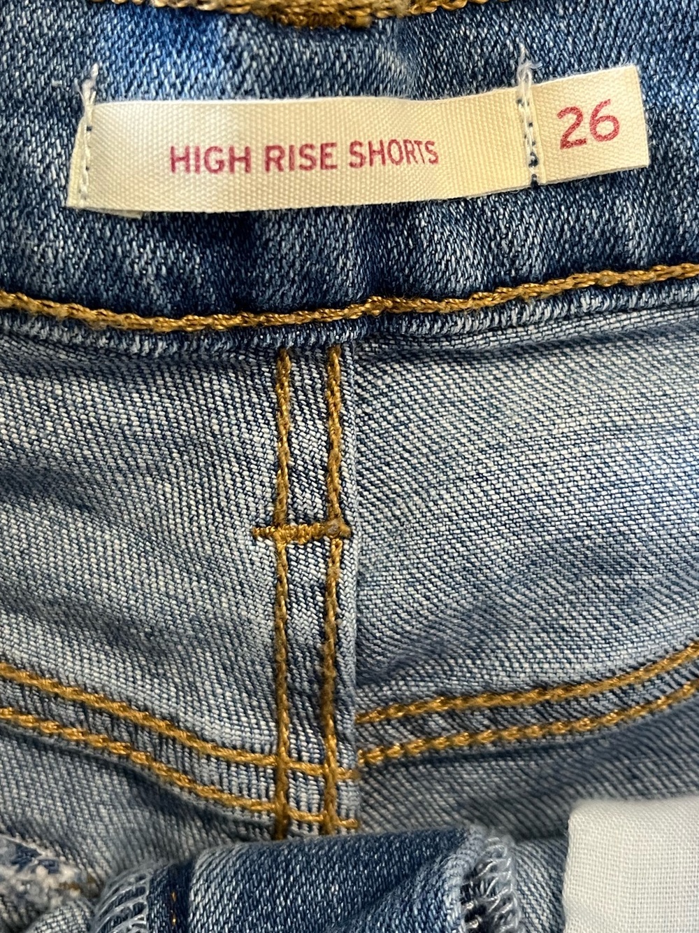 Size 26 Levi's High Rise Distressed Denim Shorts - Picture 3 of 3